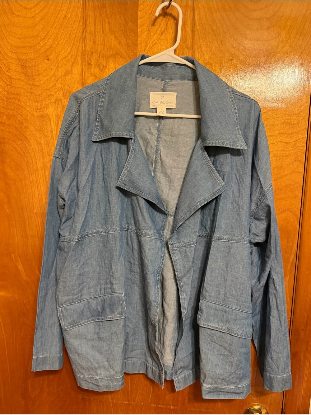 Caslon Light Blue Chambray Jacket with Patch Pockets